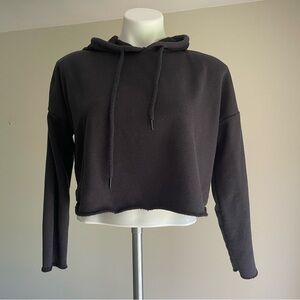 Aerie Black Terrycloth Cropped Hoodie